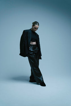 HIGH-WAISTED LEATHER TROUSERS
